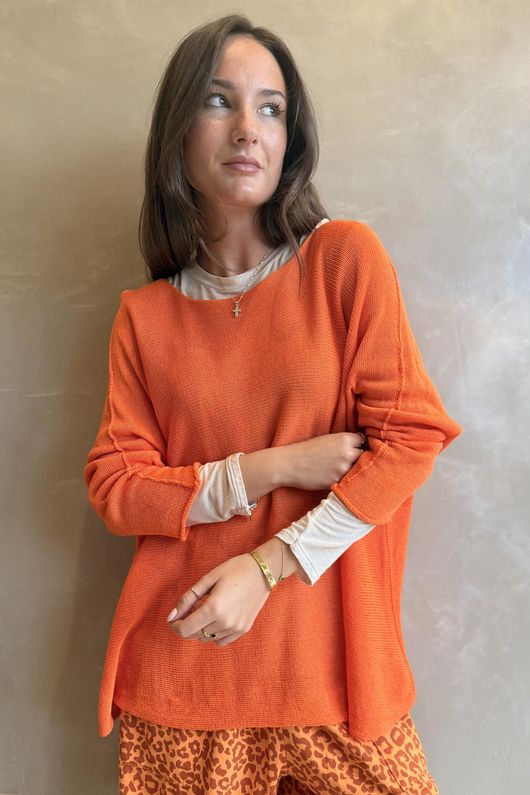 Conrad Slouch Cotton Knit Aperol /30=